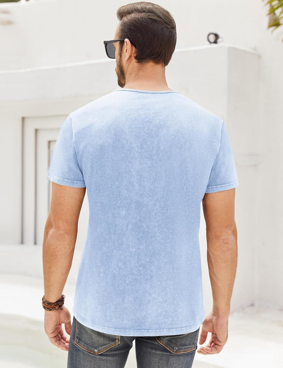 Beotyshow Hemd Herren Langarm Henley Shirt Männer Freizeithemd Vintage Casual Leicht Baumwolle Slim