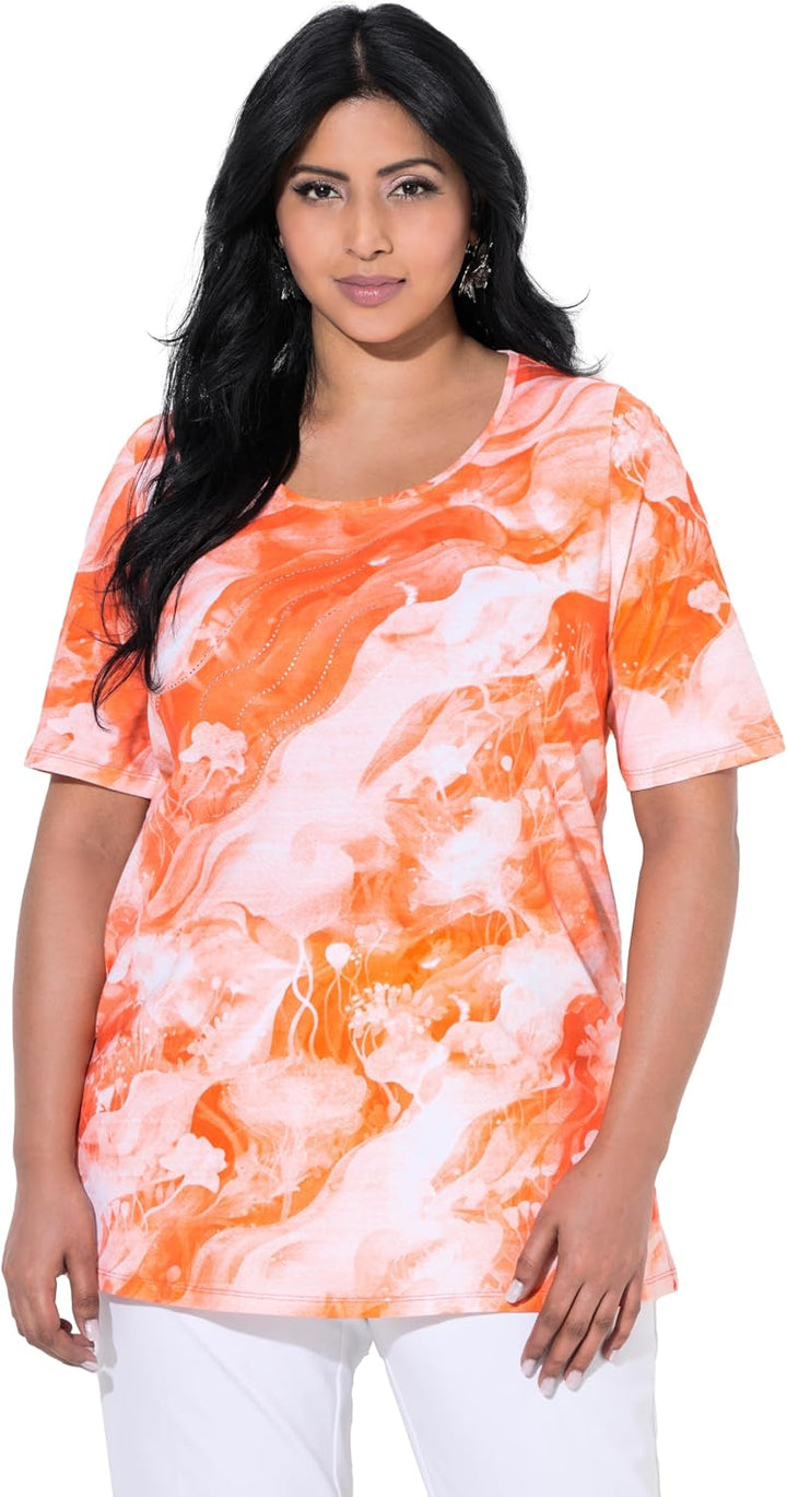 Ulla Popken Damen grosse Grössen Übergrössen Plus Size 7/8-Hose, Biese, schmales Bein, Elastikbund s