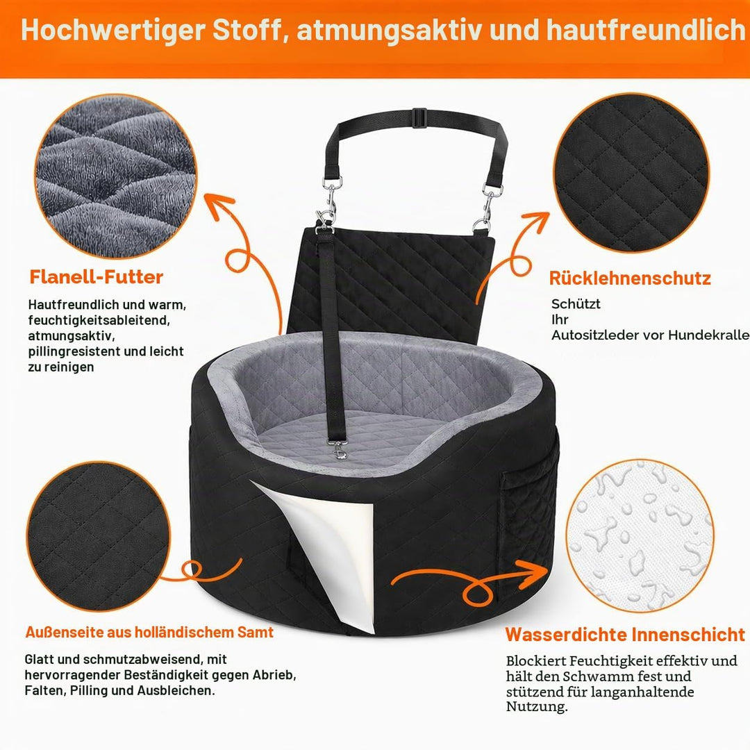 Hundeautositz für kleine Hunde – Schwarzer Booster Autositz mit 28D Memory Foam, Rutschfester Wasser