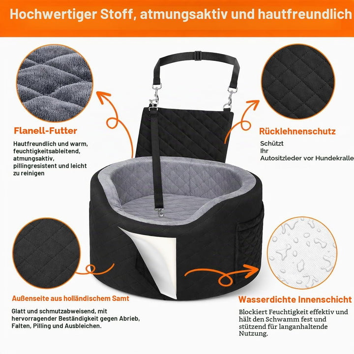 Hundeautositz für kleine Hunde – Schwarzer Booster Autositz mit 28D Memory Foam, Rutschfester Wasser