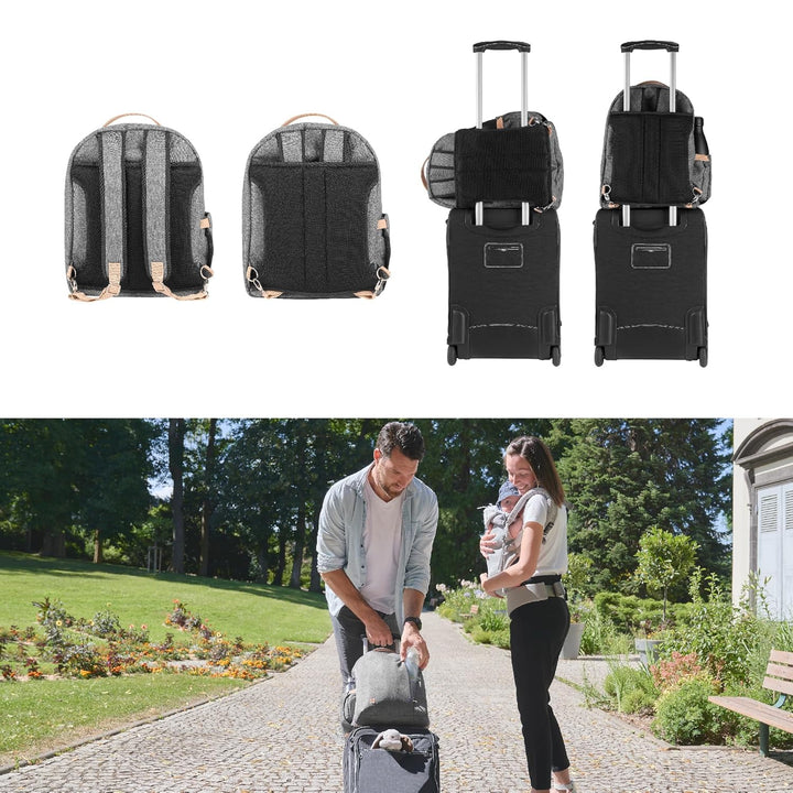 Babymoov Wickelrucksack Le Pyla Smokey - 17l Stauvolumen, 180 Grad Kofferöffnung, wasserabweisend, S