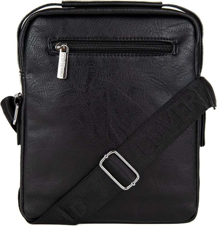 Coveri Umhängetasche aus Kunstleder für Herren, Arbeit, Büro, Freizeit, Handyhalter, Reissverschluss