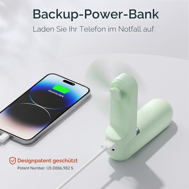 JISULIFE Handventilator, Mini Tragbarer Handventilator, Batteriebetrieben [14-21 Stunden], Wiederauf