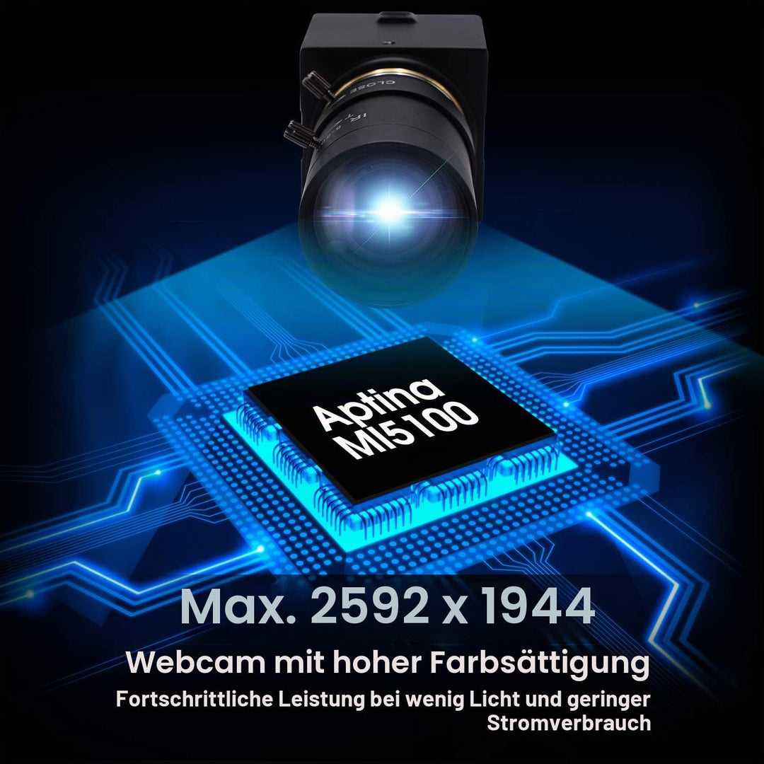 Svpro 5-50mm Varioobjektiv 5MP USB Kamera,10X Optischer Zoom Manual Fokus Webcam mit IR-Sperrfilter