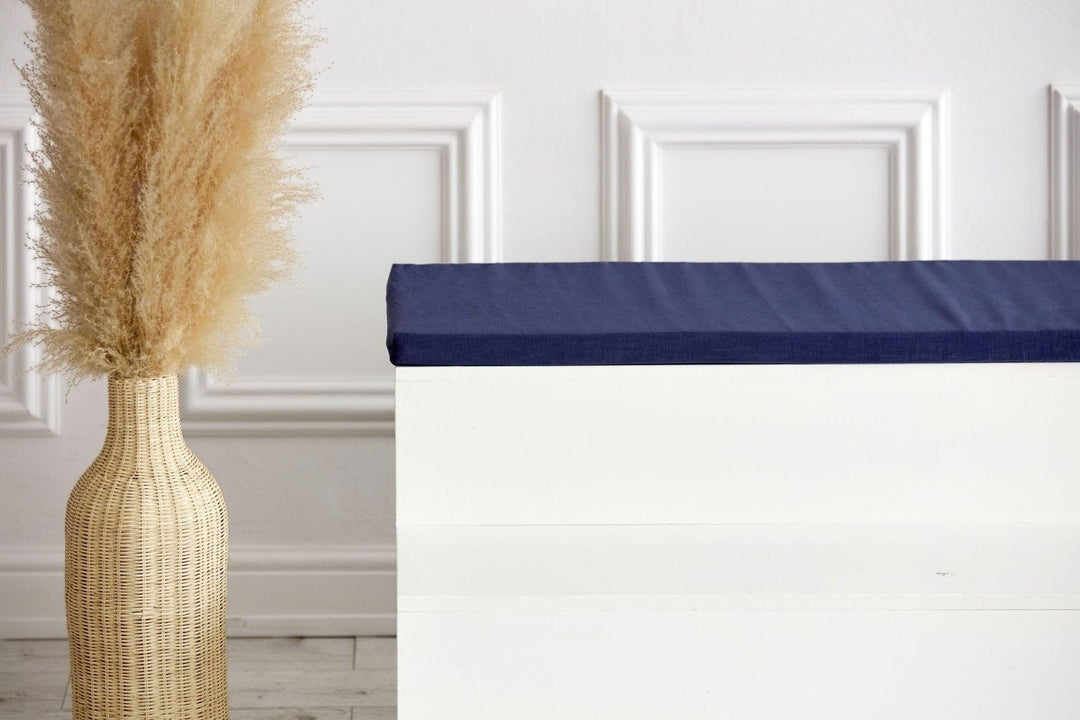 KraftKids Sitzauflage für KALLAX-Regal 2er 3er 4er, weich gepolstert, Dunkelblau aus 100% Leinen, Si