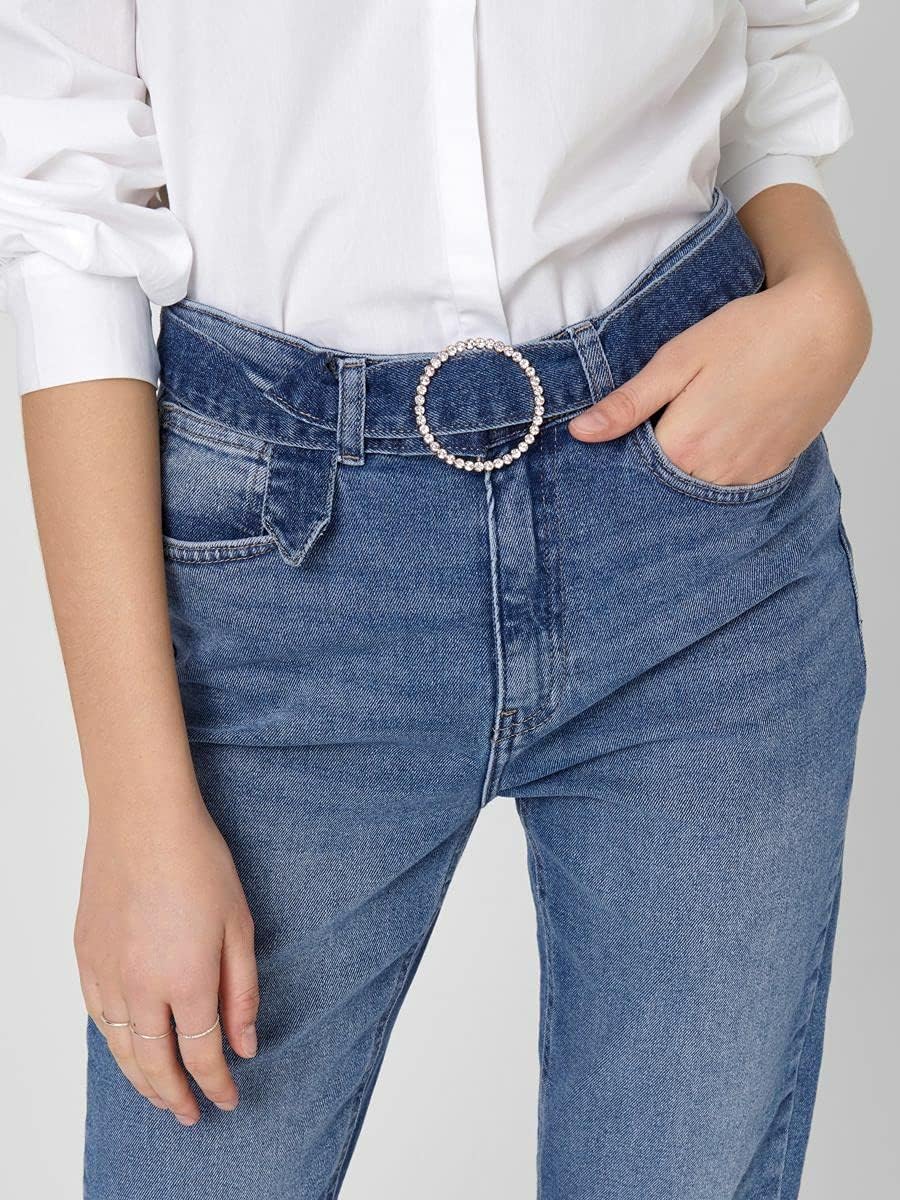ONLY Damen Onlemily Life Hw Ankle Rs Belt DNM Bj Jeans 28W / 32L Medium Blue Denim, 28W / 32L Medium