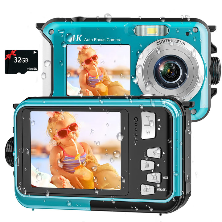 Unterwasserkamera, Yixinxin Digitalkamera wasserdichte UHD 4K 64MP Autofocus mit Einer 32GB Karte Se