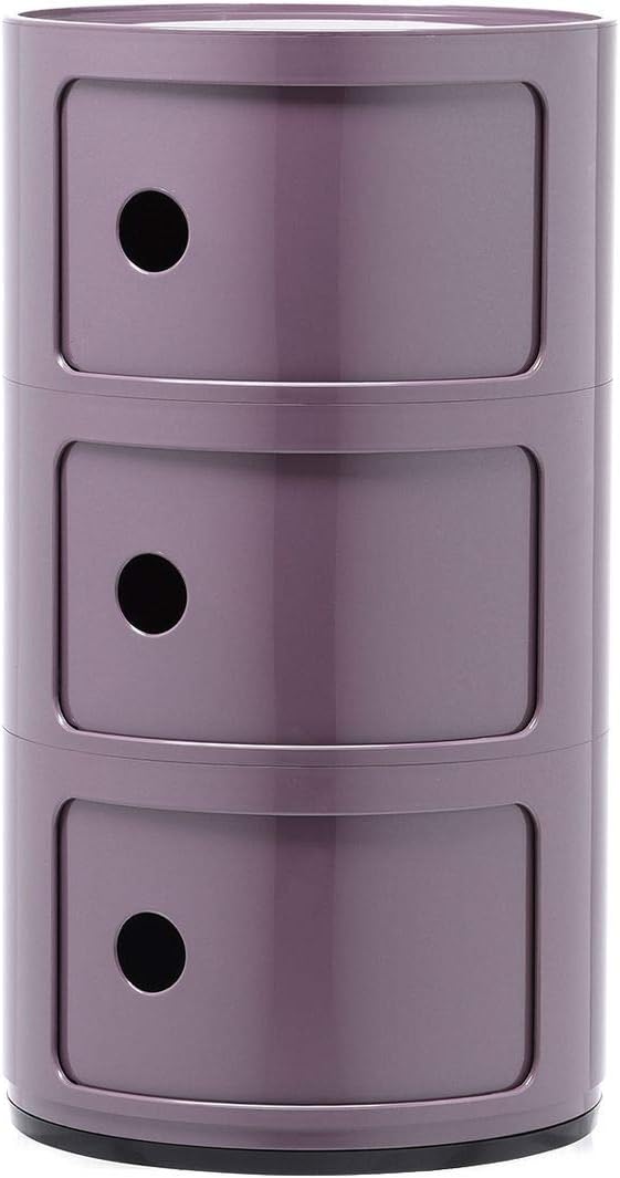 Kartell Componibili, 3 Elements, Violet, Runde Basis 3-fächer Violett, 3-fächer Violett