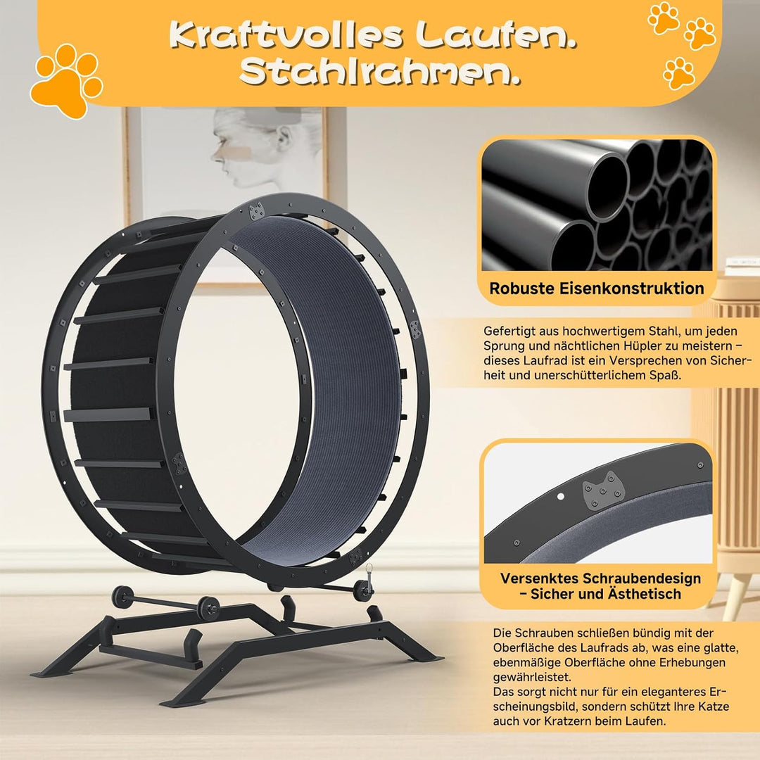 GTPLAYER Katzenlaufrad, laufrad Katze, Extra grosser 100 cm, ultraleises Laufrad mit Abnehmbarer Tep