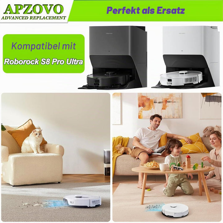 Zubehör für Roborock S8 Pro Ultra, Ersatzteil Set für Roborock S8 Pro Ultra, 2 Gummibürsten 4 Staubb