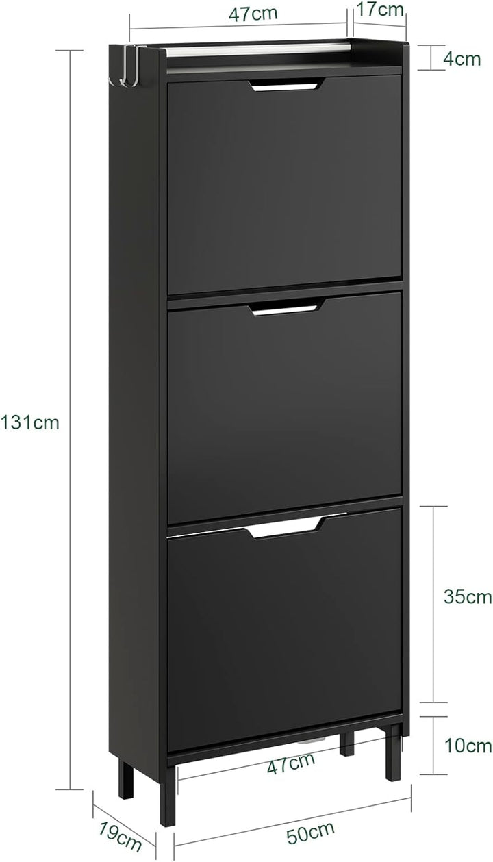 SoBuy Schuhschrank Schmal, Schuhregal, Schuhschrank Hängend mit Sensorlicht und 19 cm Tiefe, für Flu