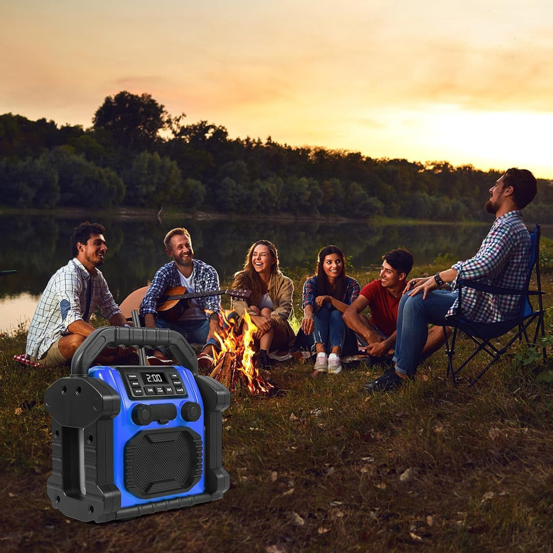 Bingxue FM-Radio-Empfänger, USB-Bluetooth-Lautsprecher mit Uhr-Alarm/LED-Lichtern, tragbar, Antikoll