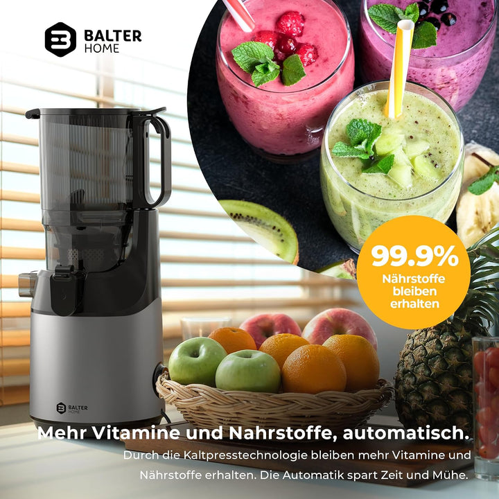 Balter Entsafter Slow Juicer, Grosse 135MM Öffnung, 300 Watt, Entsafter für Gemüse und Obst, Früchte