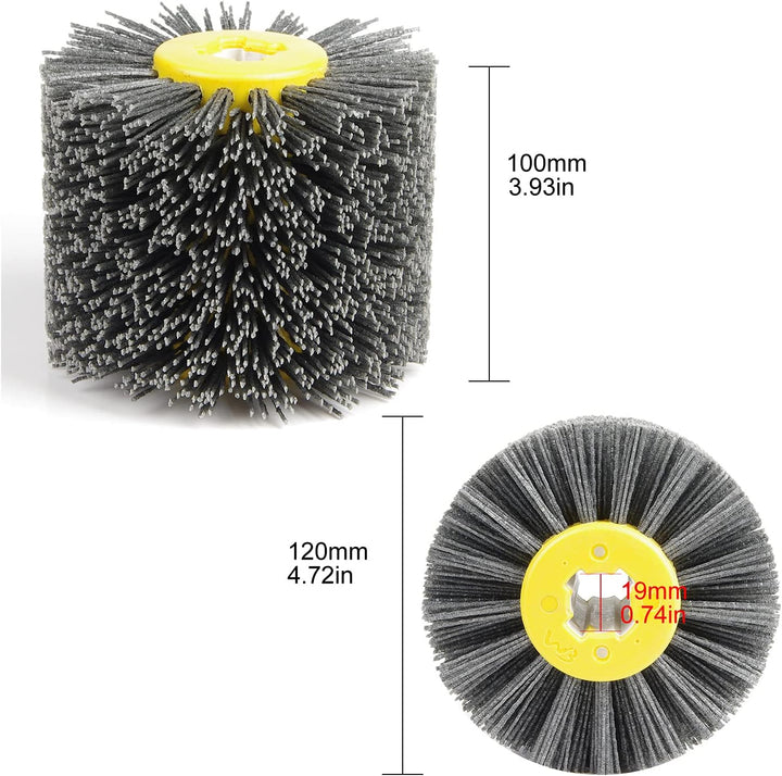 EXLECO Nylonbürste #120 Körnung Drahtziehrad Pinsel Polierbürste für Satiniermaschine Schwarz Schlei