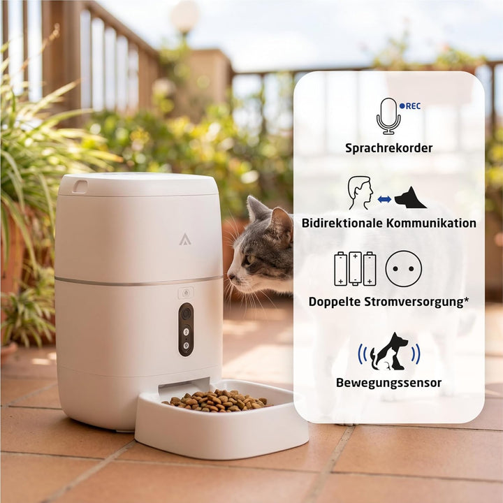 Automatischer Futterspender - 6 Liter - 3MP Kamera, WiFi und App - Futterprogrammierung, bidirektion