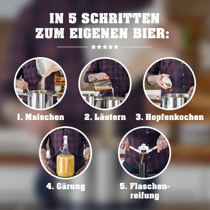 Braubox®, Sorte Helles | Bierbrauset für die Küche | mit 5-Liter-Gärflasche | wiederverwendbar | Erf