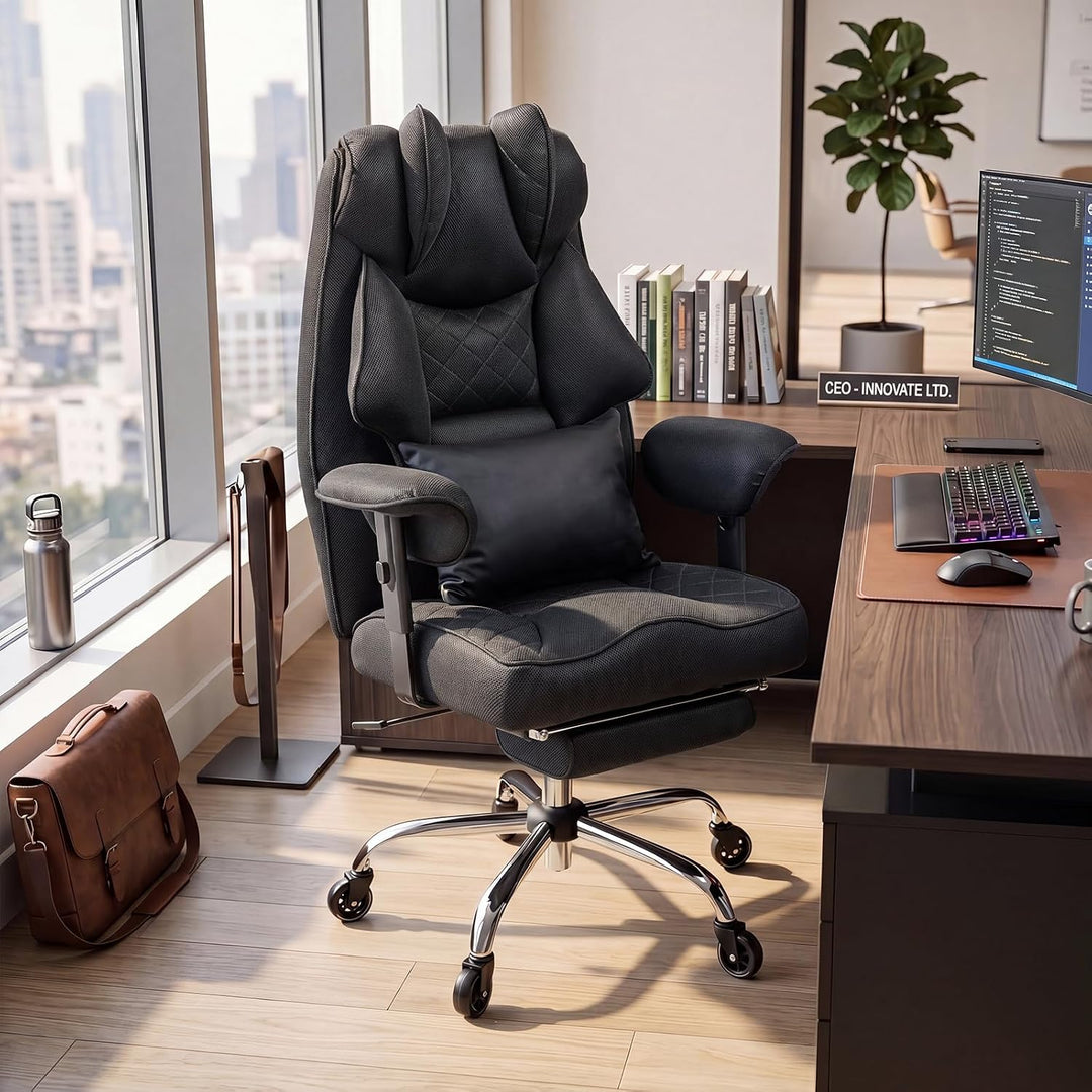 Ergonomischer Bürostuhl 200kg, XXL Chefsessel Fussstütze Homeoffice | XXL Schreibtischstuhl Ergonomi