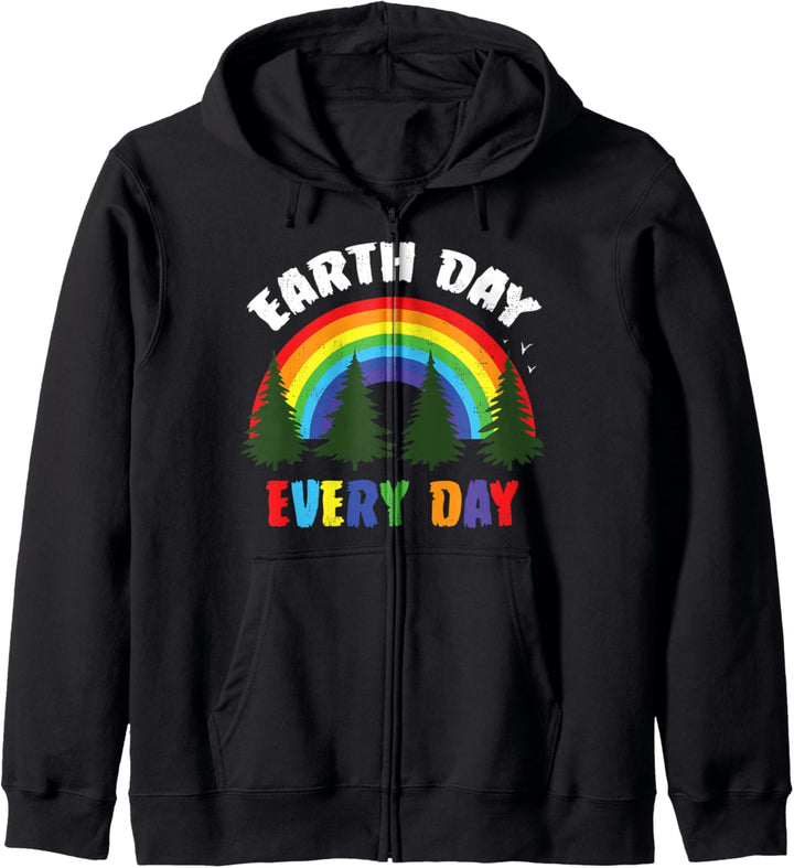 Rainbow Pine Every Day is Earth Day Geschenkidee Kapuzenjacke