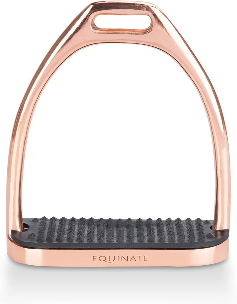 Equinate Steigbügel Luna 10cm Roségold - Mit Anti-Rutsch Trittfläche aus Gummi - Für Erwachsene und