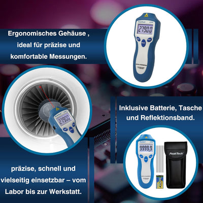 Drehzahlmessgerät/Tachometer,P 2790,mit AA8Laser 2bis 100 RPM,berührungslos