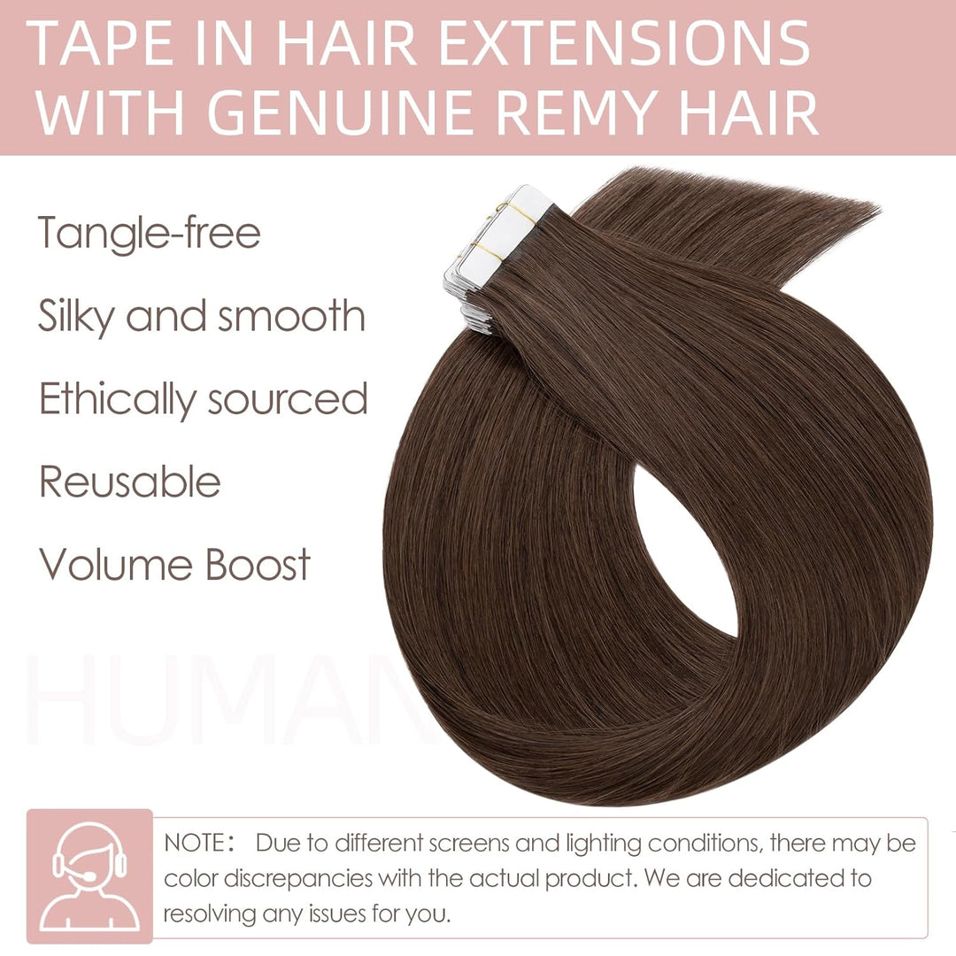 Silk-co Tape Extensions Echthaar 20stk, Haarverlängerung Tape in Extensions Echthaar, Remy Haarexten