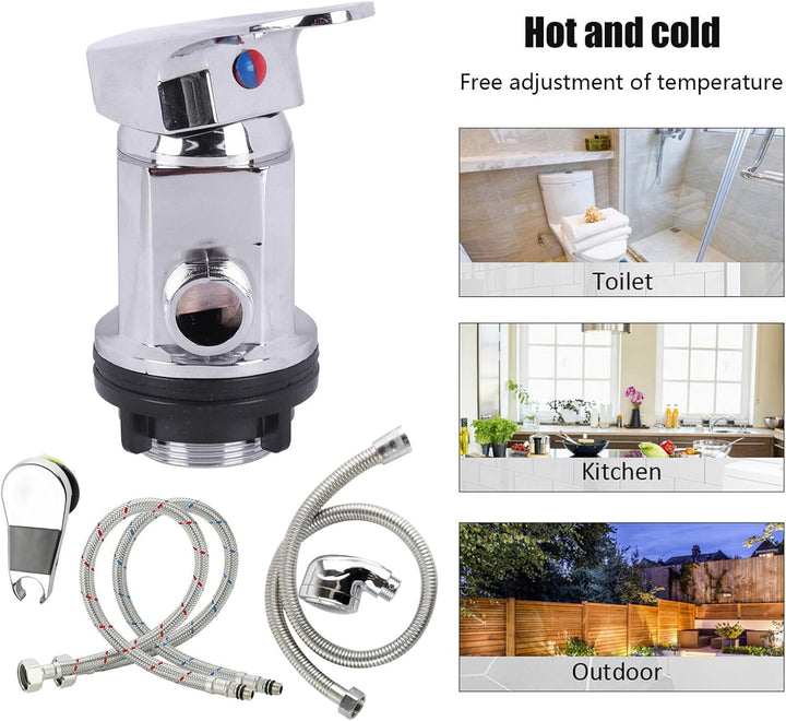 Dusche Mischbatterie Auslass 1/2 Zoll mit 80 cm Einlassrohren und Auslassrohren + Sprinkler Set für
