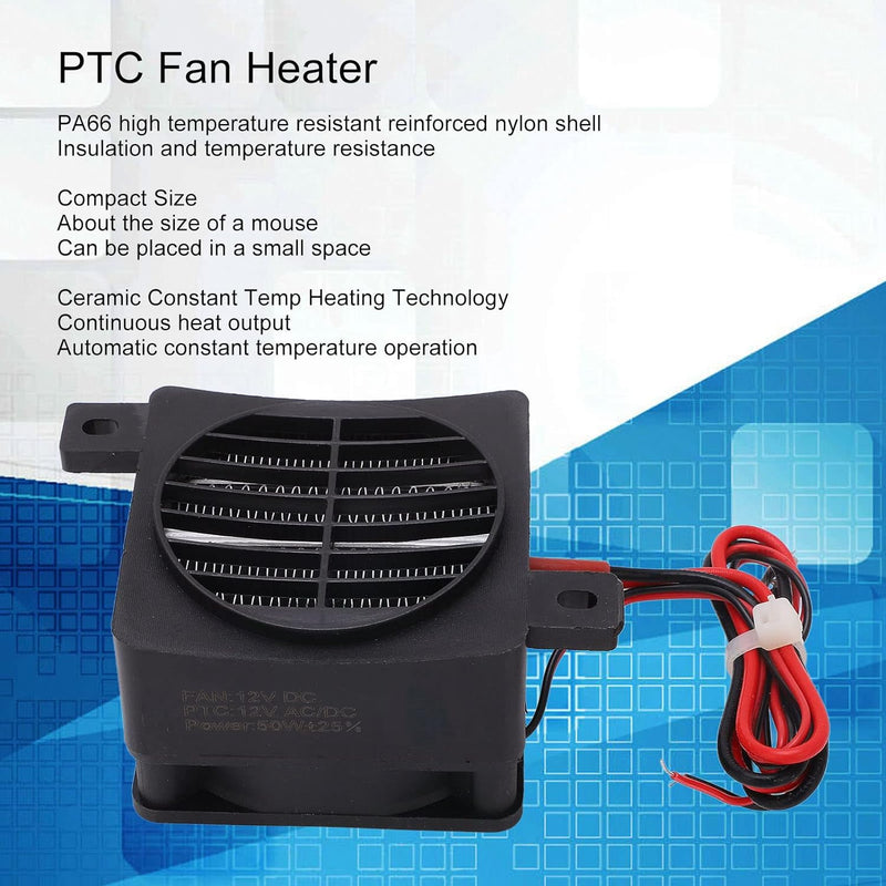 Hosi PTC-Heizung, Tragbare Sichere Isolierung DC12V 50W Mini-PTC-Lufterhitzer für Kleine Räume