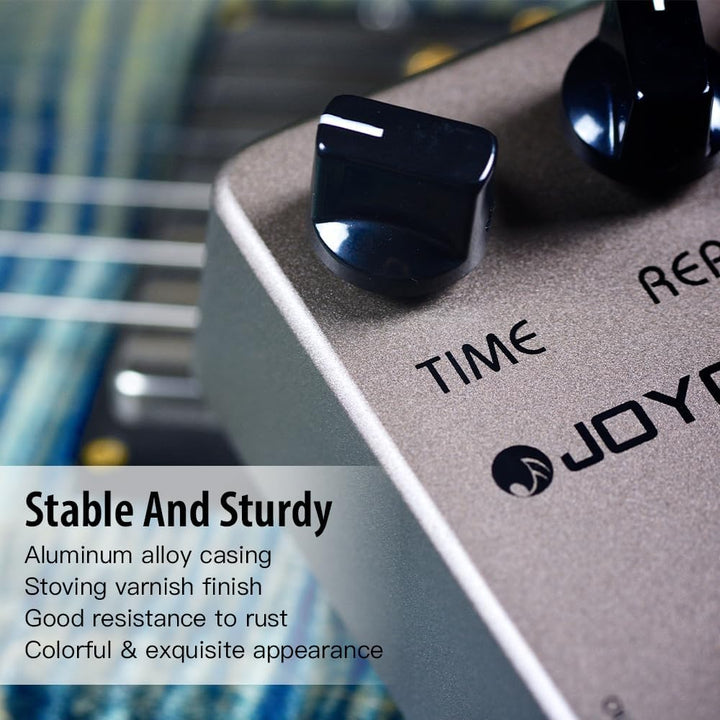 JOYO Digitales Delay-Effektpedal für E-Gitarre und Bass, Verzögerungszeitbereich 25–600 ms, Sounds „
