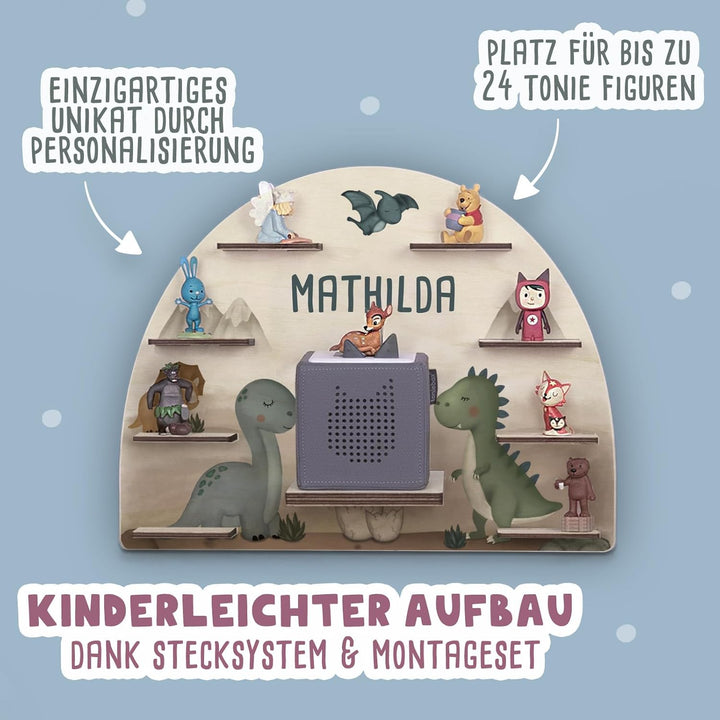 hellomini Personalisiertes Tonie Regal Jungen - Toniebox Regal mit Wunschnamen fürs Kinderzimmer - R