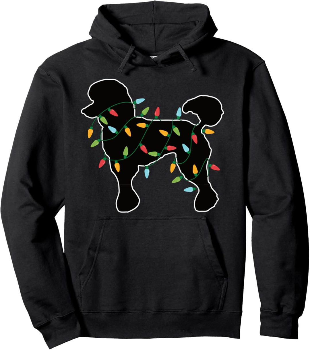 Pudel Lichterkette Weihnachtsmotiv Hund Geschenk Weihnachten Pullover Hoodie