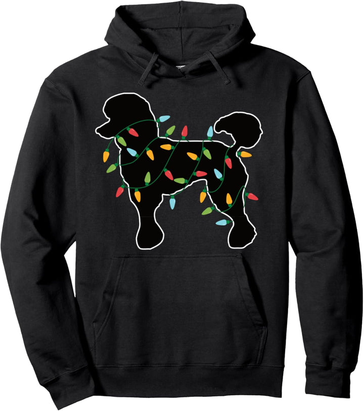 Pudel Lichterkette Weihnachtsmotiv Hund Geschenk Weihnachten Pullover Hoodie