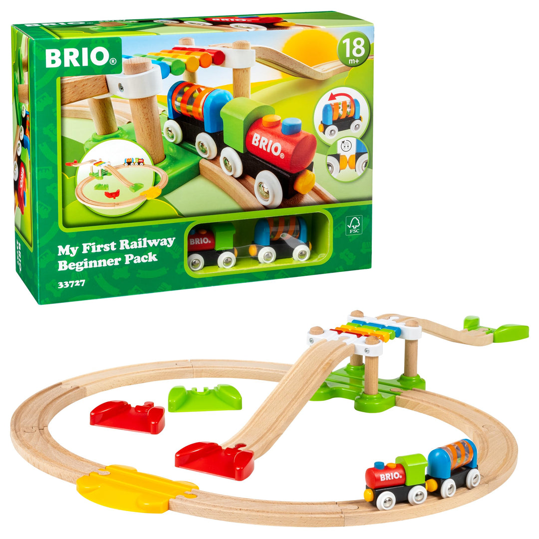 BRIO World 33727 Mein erstes Bahn Spiel Set - Zug mit Waggon, Schienen &amp; Hängebrücke für Kleinkinder