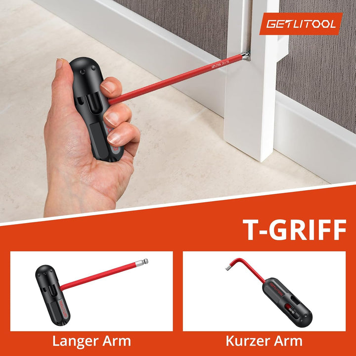 GETLITOOL Innensechskant Satz, 18tlg. Innensechskantschlüssel Kugel HX 1,5mm-10mm & Torx Winkelschlü