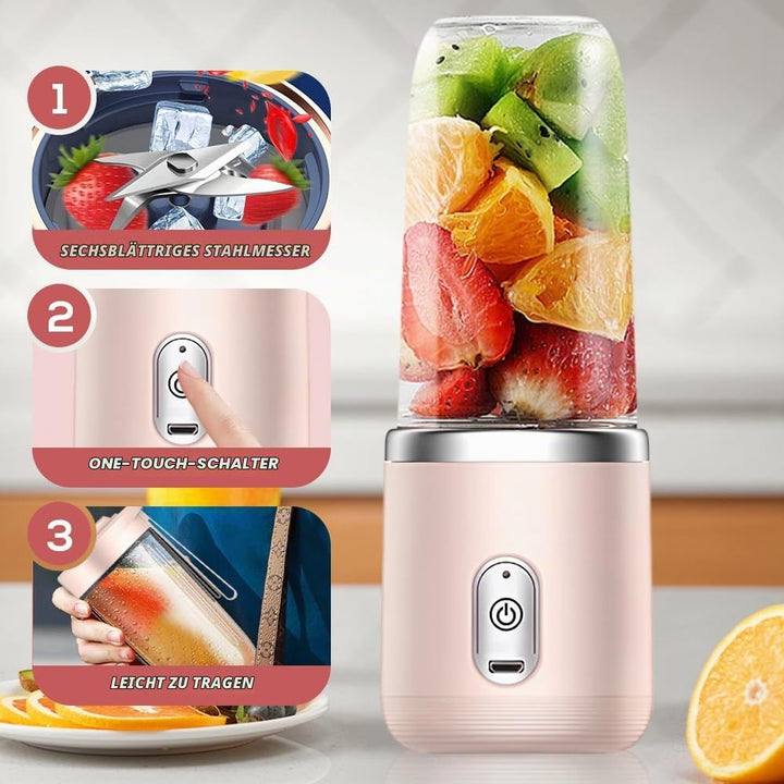 Tragbarer Mixer, 400ML Portable Blender mit Ersatzbecher, USB Wiederaufladbar Mixer Smoothie Maker t