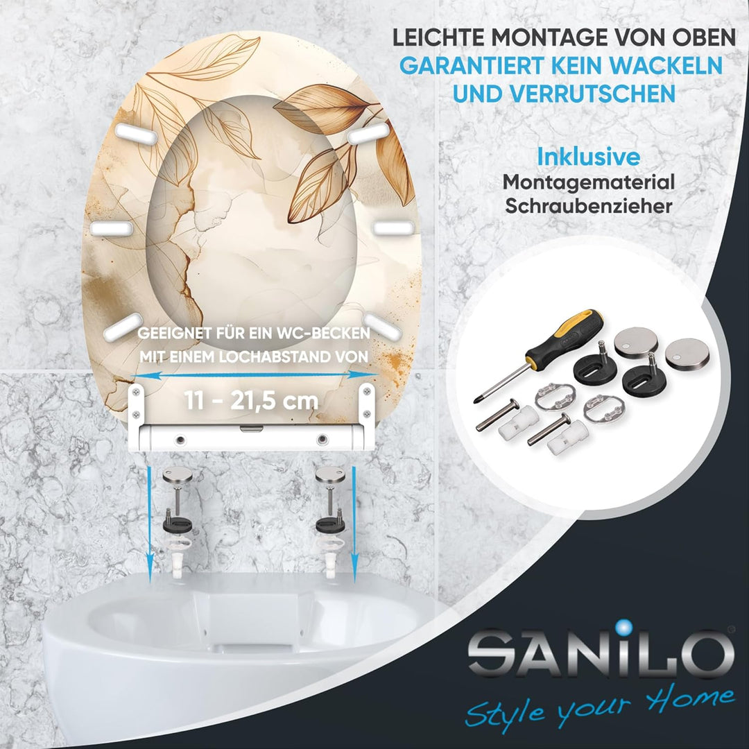 Sanilo WC Sitz mit Absenkautomatik & Schnellverschluss, Toilettendeckel per Knopfdruck abnehmbar, ei