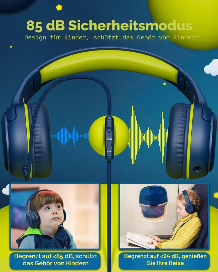 Kinder Kopfhörer für die Schule Kleinkind verkabelt mit Mikrofon Plug in Bulk Jungen Headset Mädchen