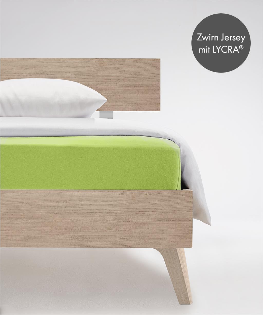 Fleuresse L-001117-7041-0600 Comfort Bettlaken, 96% Baumwolle, 4% Elasthan, apfelgrün, 38.0 x 27.2 x