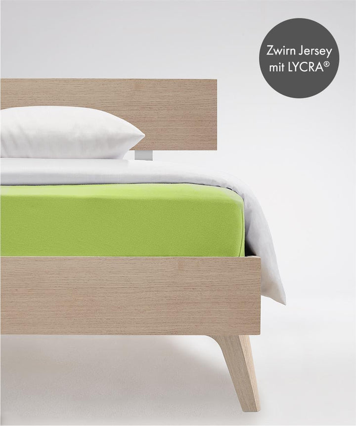 Fleuresse L-001117-7041-0600 Comfort Bettlaken, 96% Baumwolle, 4% Elasthan, apfelgrün, 38.0 x 27.2 x