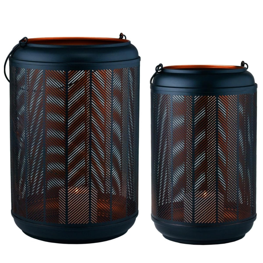 Marrakesch 2er Set LED Laterne Windlicht 37cm und 32 cm | Laternen mit LED-Kerze Batterie betrieben