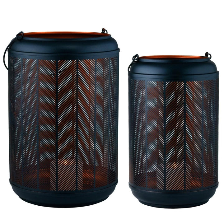 Marrakesch 2er Set LED Laterne Windlicht 37cm und 32 cm | Laternen mit LED-Kerze Batterie betrieben