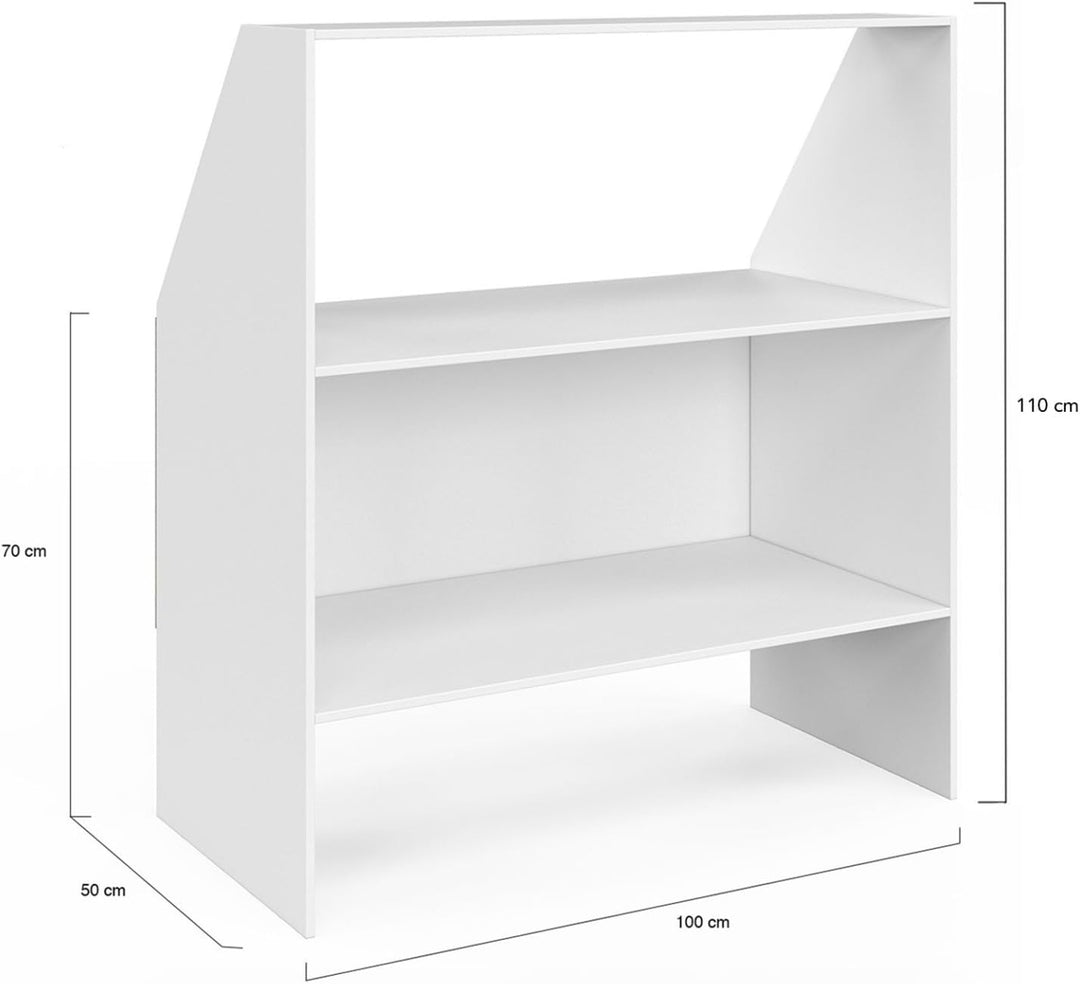 IDMarket - Regal unter Schräge 2 Ebenen TOMI 100 x 50 x 70/110 cm weiss