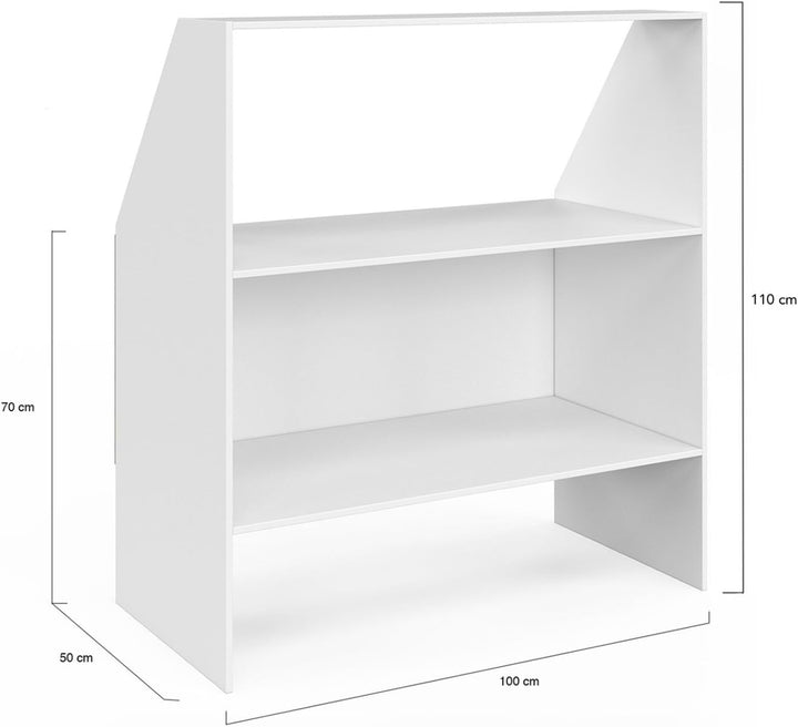 IDMarket - Regal unter Schräge 2 Ebenen TOMI 100 x 50 x 70/110 cm weiss