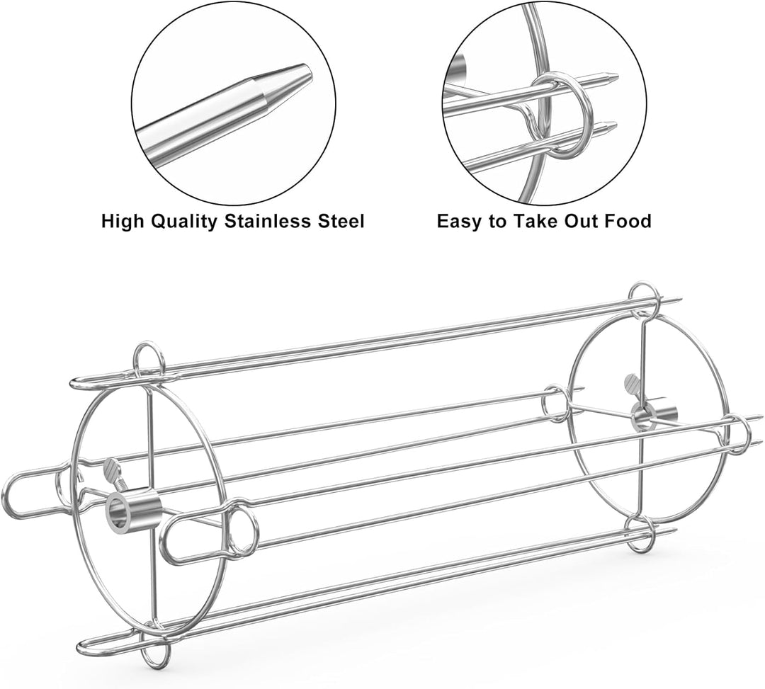 Onlyfire Edelstahl Grillrondell Schaschlik-Set für Drehspiess und Rotisserie, Universal Spiess-Ronde