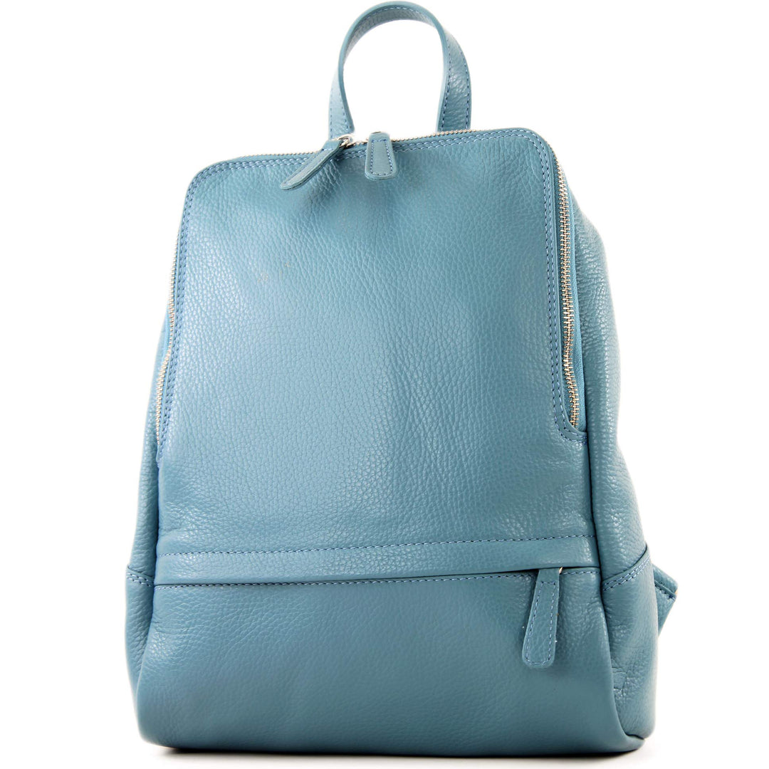 modamoda de - T138 - ital Damen Rucksacktasche aus Leder Babyblau, Babyblau