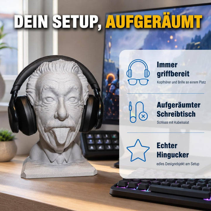 Generisch Albert Einstein Kopfhörerhalter, Brillenhalter, Kopfhörer Ständer, Statue, Schreibtisch De