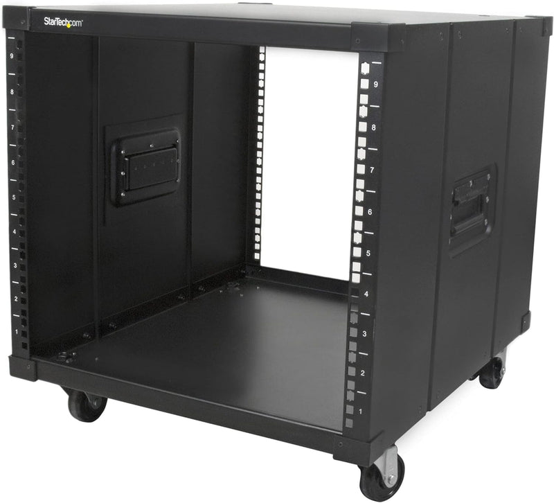 StarTech.com 4-Pfosten 9 HE Mobiles Open Frame Serverrack, 19" Netzwerk Rack mit Rädern für enge Räu