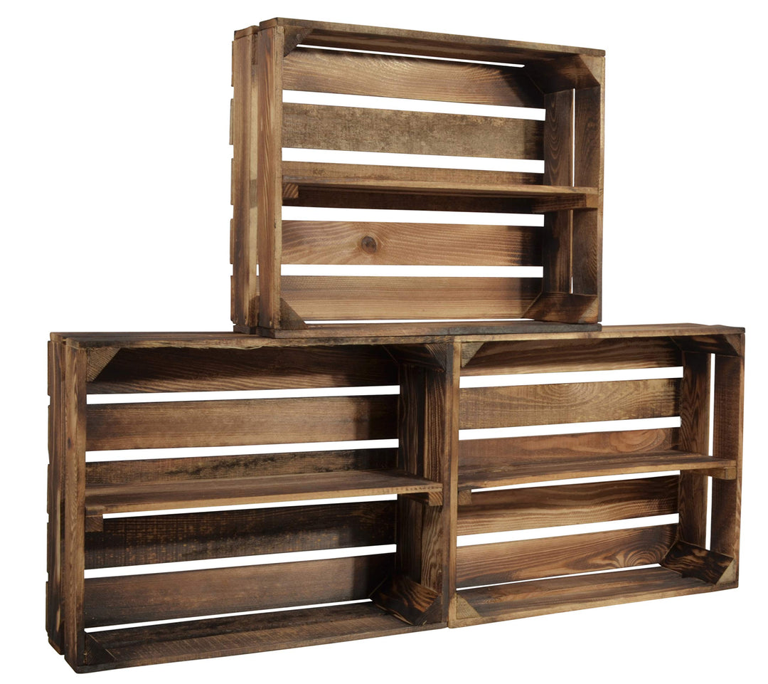 CHICCIE 3 Set Holzregal Schmalhanz 50x40x15cm - Geflammt 1x langes Regal Mit Langem Regal 3, Mit Lan