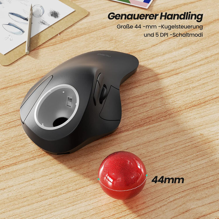 Nulea M505B Mouse Kabellose Trackball-Maus, wiederaufladbare ergonomische RGB-Rollerball-Maus, einfa