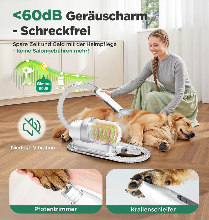 Gimars Hundeschermaschine mit Staubsauger, 2,3L Hundestaubsauger mit 12000 Pa Saugkraft, leises Sche