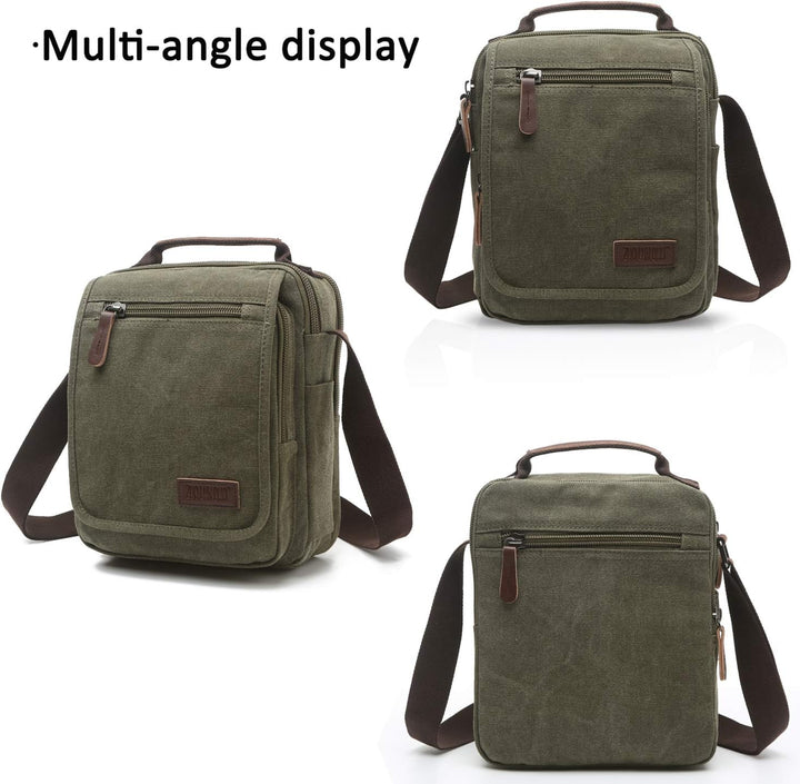 FANDARE Leinwand Umhängetasche Schultertasche Kuriertasche Canvas Messenger Bag für Herren Damen Kle